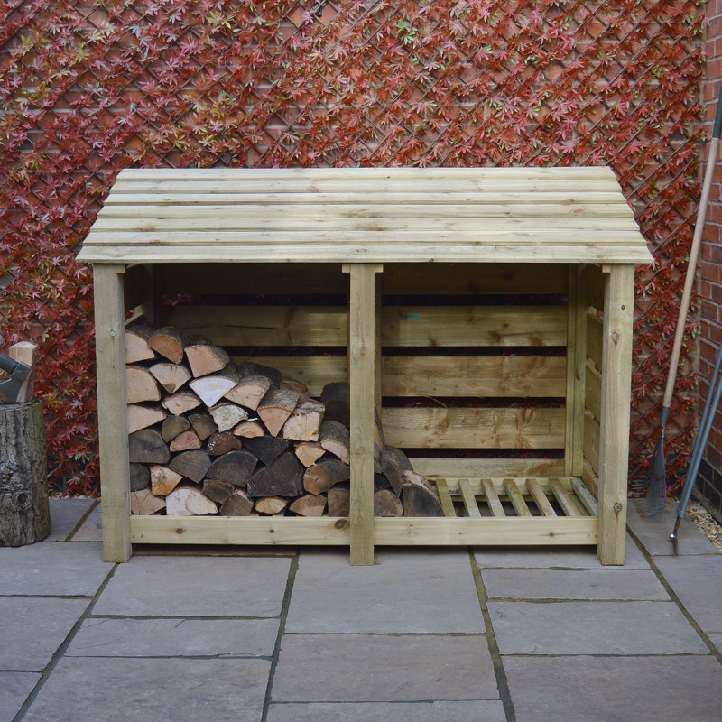 Dakota Fields 230Cm W x 80Cm D Solid Wood Log Store Wayfair.co.uk